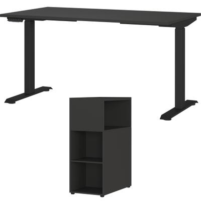 Büromöbel-Set GERMANIA "Mailand", grau (gaphit), Schreibtisch Breite 140cm Holzwerkstoff Metall, Holzwerkstoff, Metall, Arbeitsmöbel-Sets, Büromöbel-Set, inkl. Schreibtisch und Raumteiler