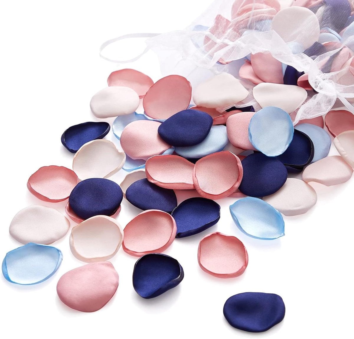 Zijden Rozenblaadjes Decoratie - Mix van Vier Kleuren - Blauw en Roze - 300 Stuks