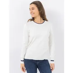 VIA MILANO Pullover, 1/1-Arm Rundhalsausschnitt Kontrast-Details figurumspielend