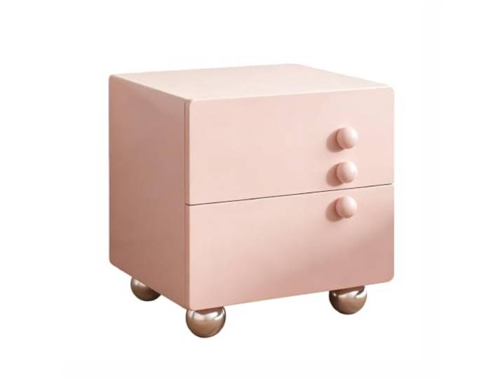 SilkRZlsss Massivholz Nachttisch, Modernes Design, Beistelltisch Make Up Organizer, Minimalistischer Für Wohnzimmer, 2 Schubladen, Geschwungenes(Pink,50cm)