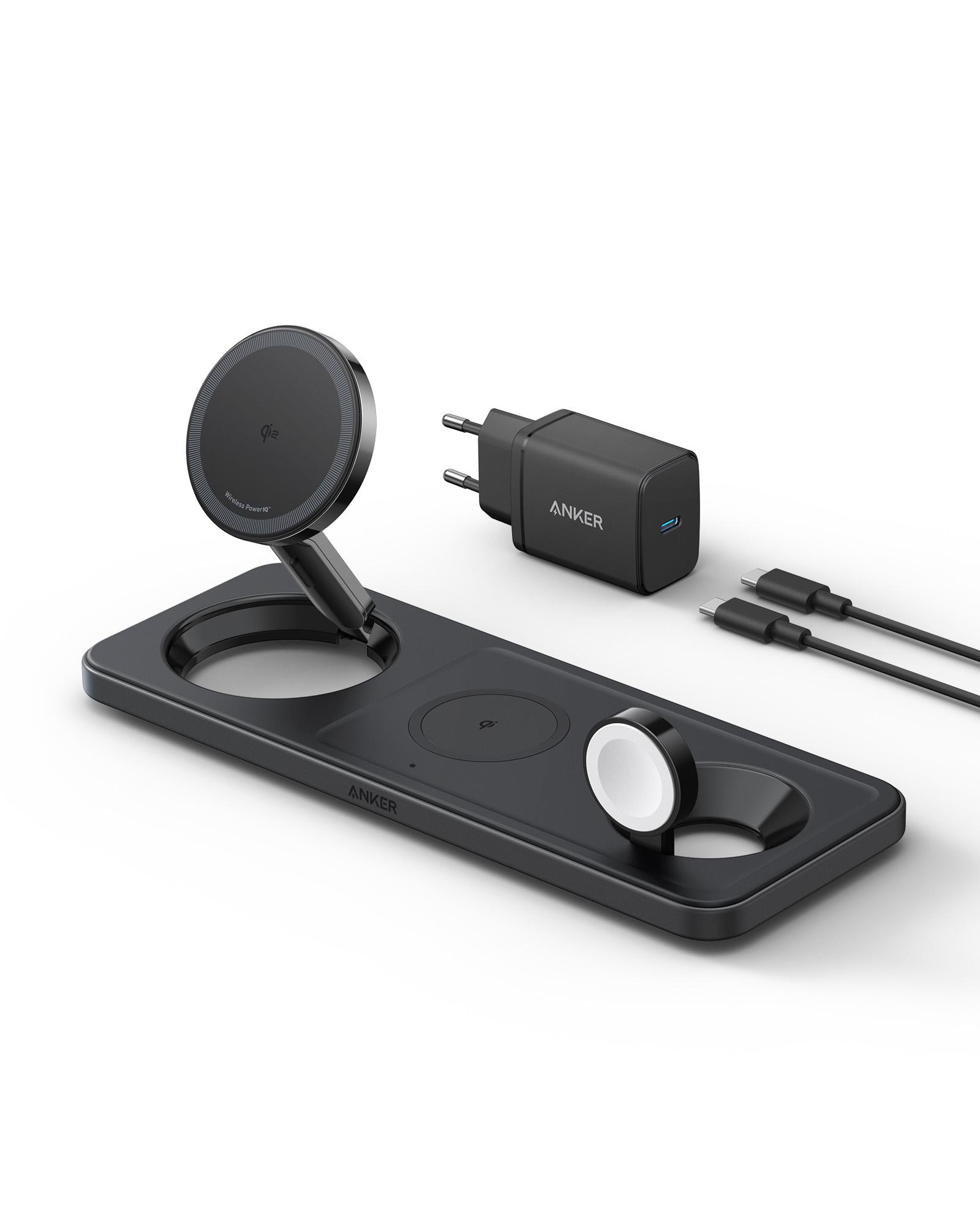 Anker MagGo Magnetic Wireless Ladegerät 15W 3-in-1 Pad schwarz