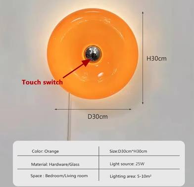 Trendy Discount Goods Donut Glass Wall Lamp LED Ambient Light With USB Plug Touch Switch Tricolor Lighting For Living Room Bedside orange