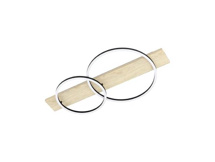 EGLO LED plafondlamp Boyal, 2-lichts plafondspot van hout, metaal