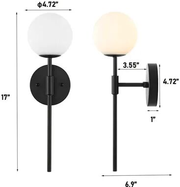 Friendly Fresh Finds Nordic LED Wall Lamp Modern Minimalist Bedside Light Metal Sconce black