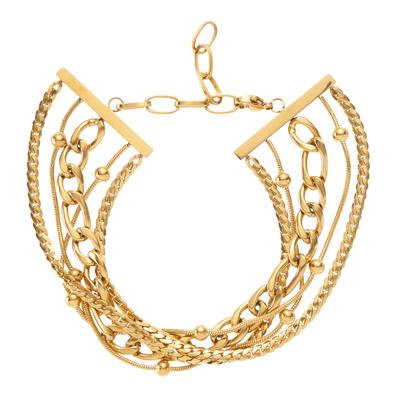 Edelstahlarmband FRENCH CONNECTION, Damen, Gr. 21cm, Edelstahl, gold (goldfarben), glänzend, Armbänder Edelstahlarmband