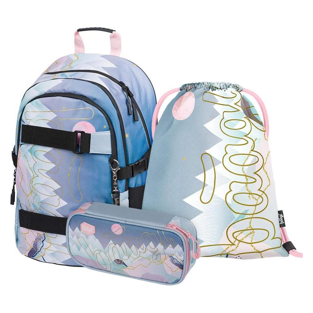 Baagl Schulrucksack-Set, 3-teilig, Skate Moon (A-30539)