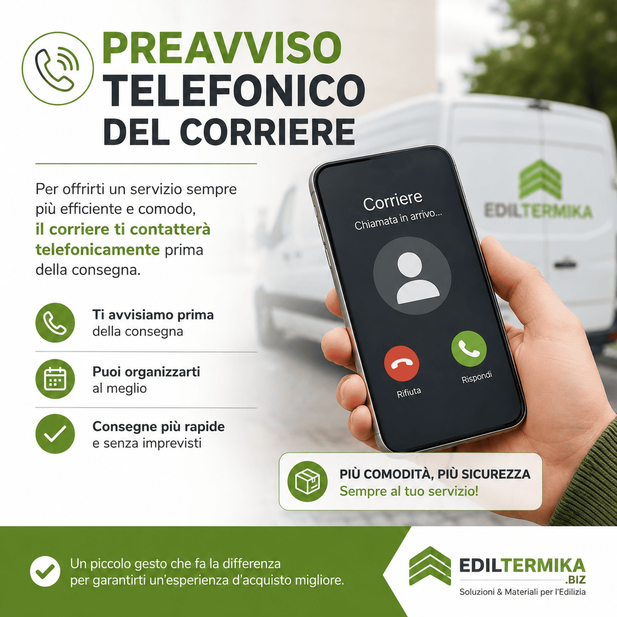 Consegna con preavviso telefonico del corriere