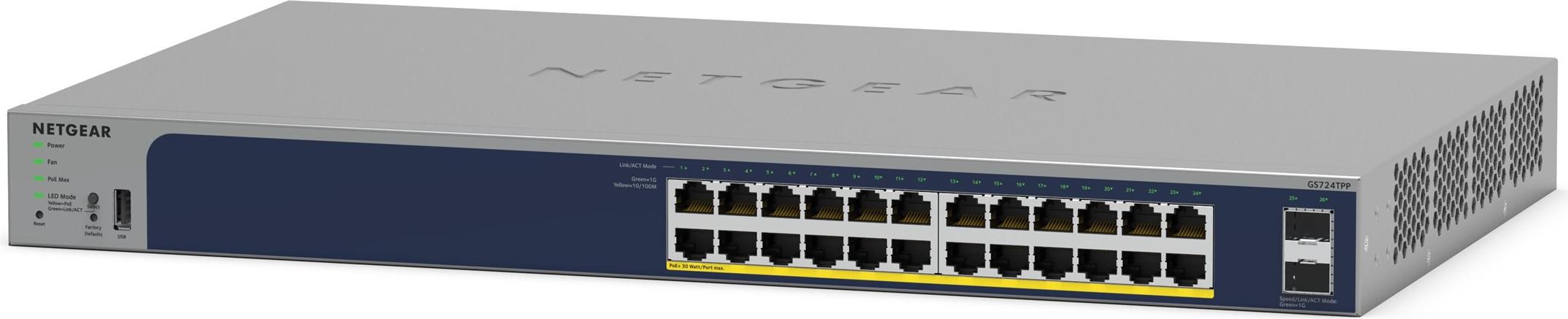 Netgear Smart GS728TPP - Switch - L3 Lite - Smart - 24 x 10/100/1000 (PoE+)