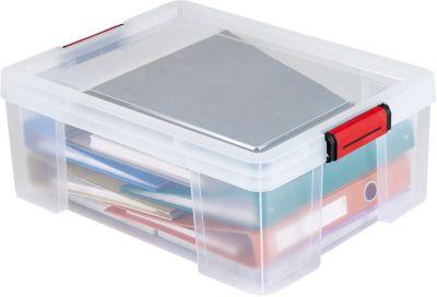 Paperflow CLIP'N STORE Aufbewahrungsbox 27 L, transparent, mit Deckel, BPA-frei, lebensmittelgeeignet