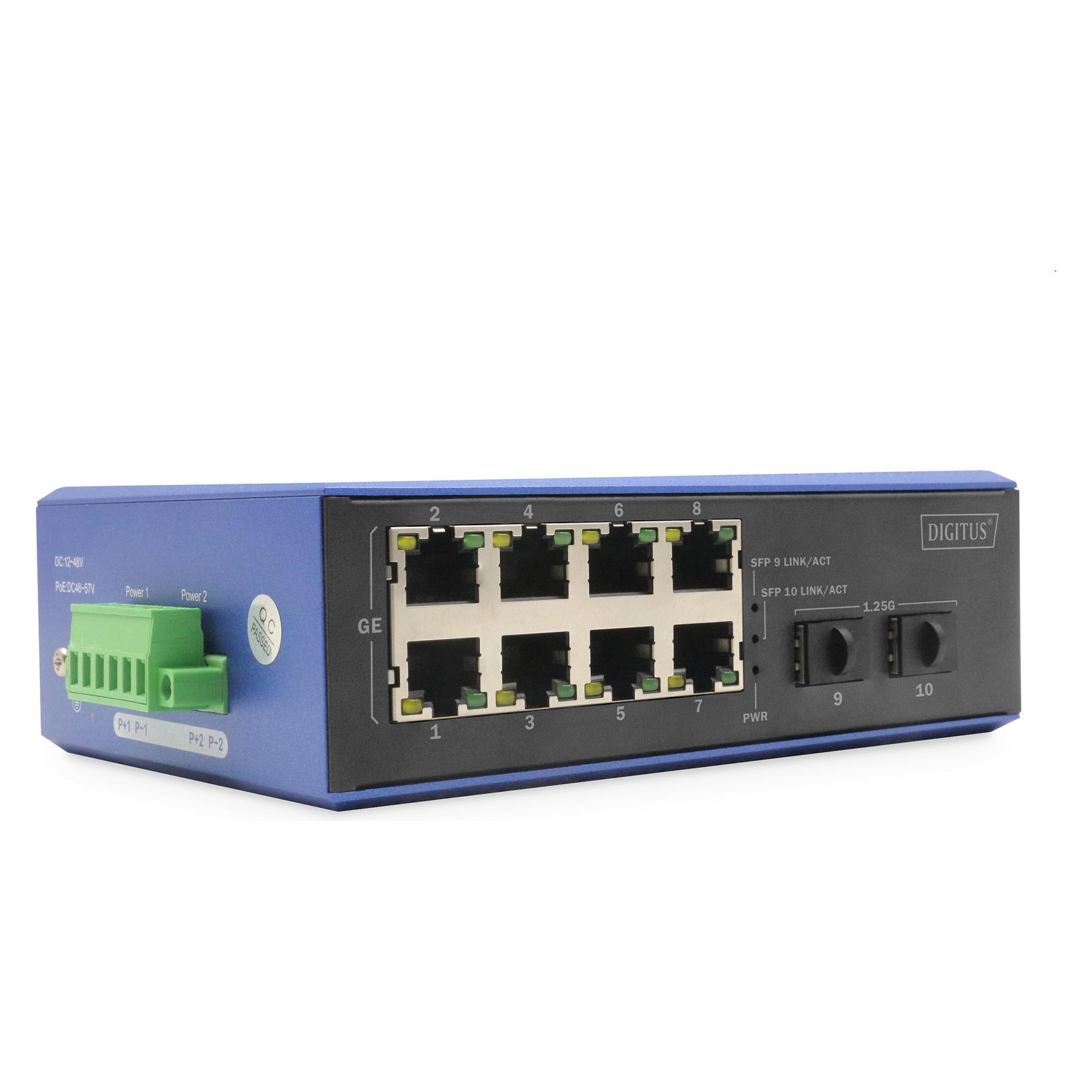 Digitus Industrial 8 + 2 -Port Gigabit Ethernet PoE Switch (12 Ports) (DN-651151)