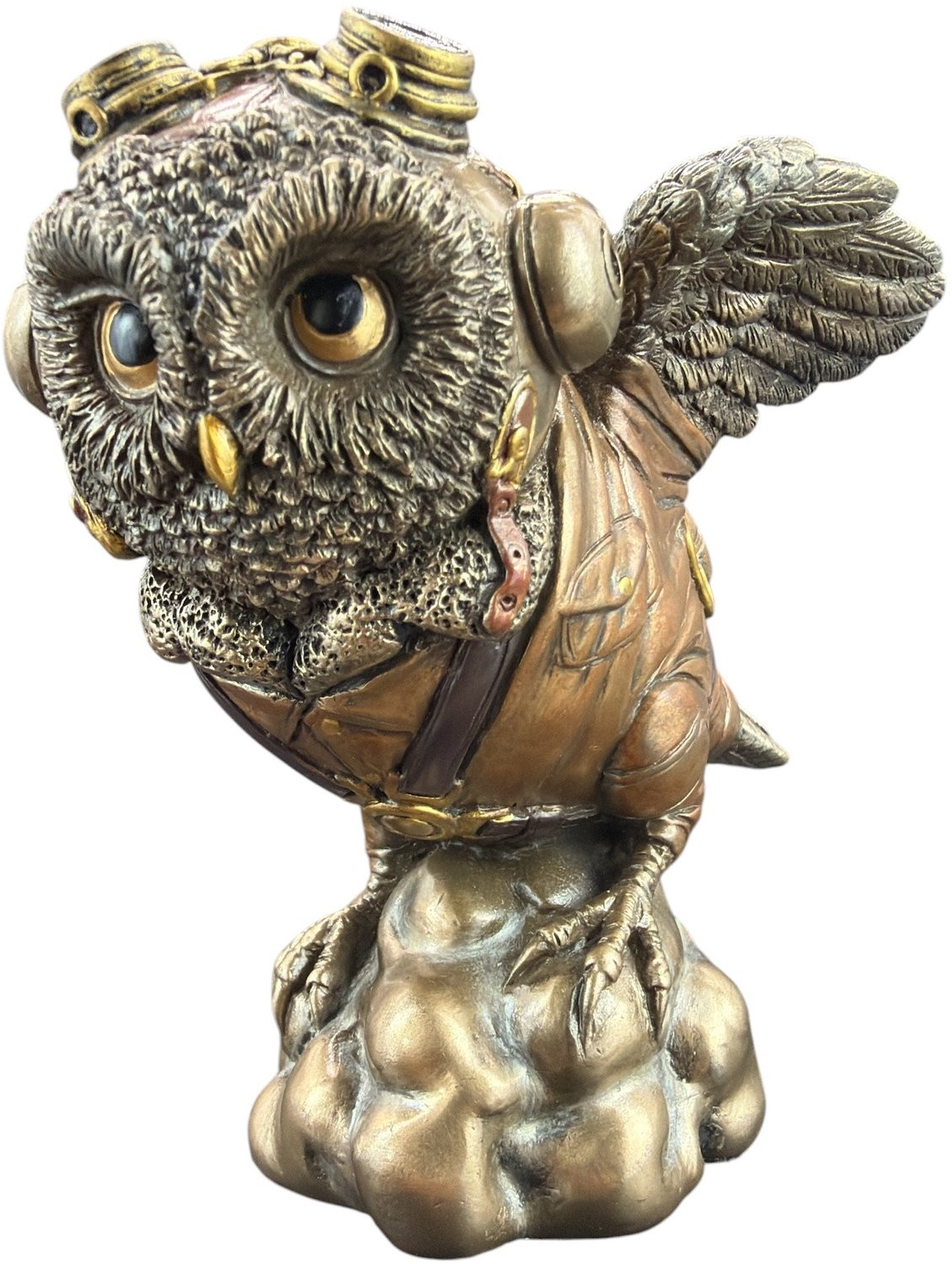 Veronese Steampunk Vliegende Uil Figuur - Bronskleurig, Handgeschilderd