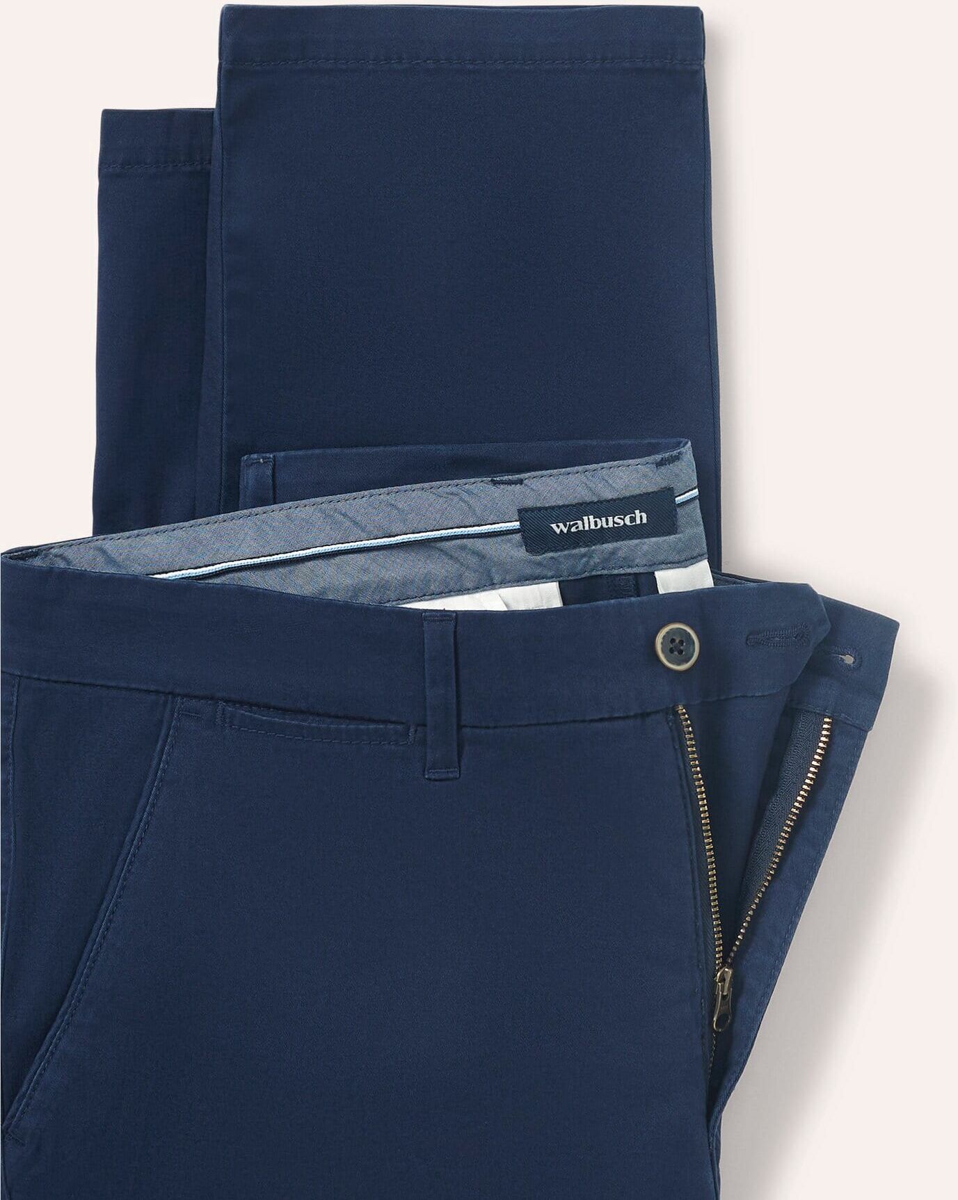 Walbusch Elastische Chino aus Baumwolle, Modern Fit#normale Größen#schlanke Größen#untersetzte Größen, Farbe Blau, 27, Premium-Ausstattung in vielen Größen Herren