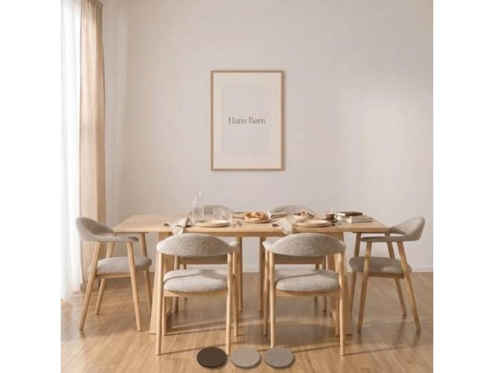 Haris Børn® Esszimmerstühle mit Holzbeinen (6er Set) Greige - Polsterstuhl mit Armlehne - Premium Esstisch Stühle & Wohnzimmer Stühle - Moderner Esszimmerstuhl 30 Tage risikofrei testen