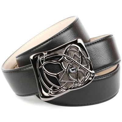 Ledergürtel ANTHONI CROWN, Damen, Gr. 110, schwarz, Leder, unifarben, Gürtel Ledergürtel, mit Designer Schließe
