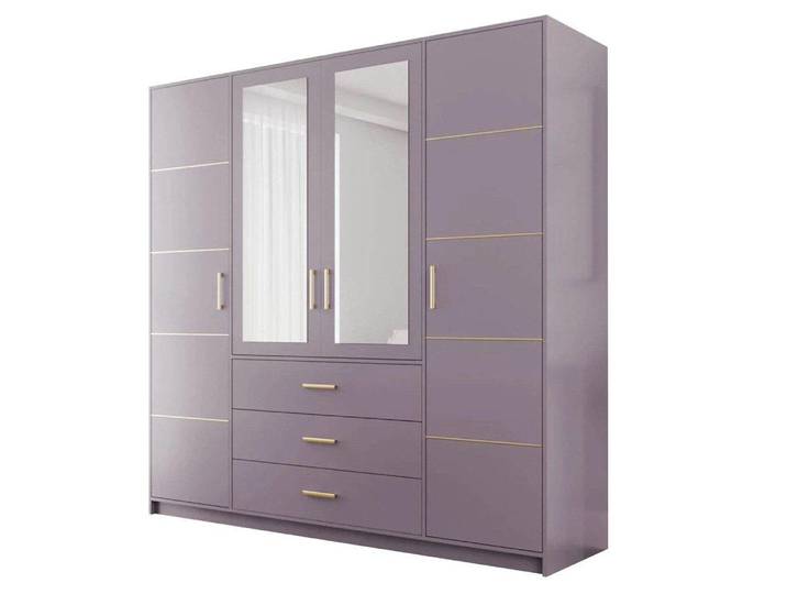 Kleiderschrank BALI D4 – 200 cm – 4 Türen, Spiegel & 3 Schubladen – (Rosa)