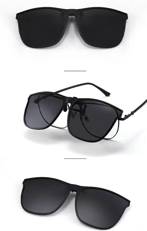 INF Aufsteck-Sonnenbrille - Schwarzer Rahmen mit Schwarz-Grauen Gläsern