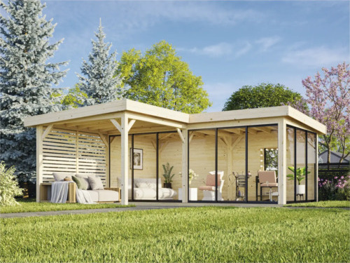 Pavillon Palmako Lenna Slide Plus 24,9 m² Set 714 588 x 588 cm natur
