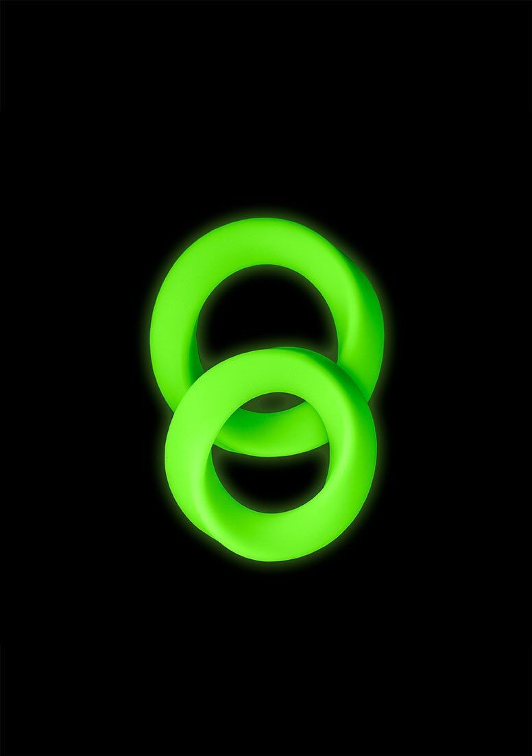 Ouch Fluo Kit 2 pièces Cock Ring Set - Glow in the Dark - Neon Green