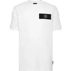 PLEIN SPORT Kurzarm-Rundhals-T-Shirt, Größe XS in Weiß 01