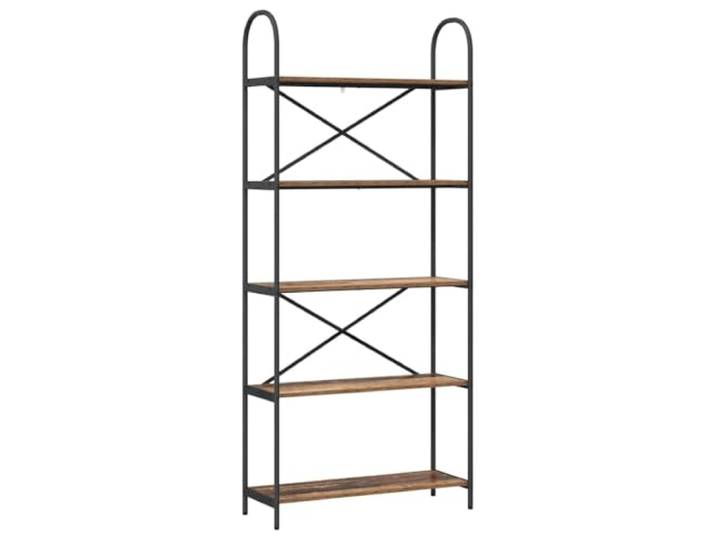 Regal mit 5 Ebenen, 80 x 30 x 183 cm, Verbundholz, Altholz, Stahlrahmen Feuchtigkeitsbeständiges Holz, stabiler Stahlrahmen, rechteckiges Design, anpassbar, Wohnzimmer, Büro, offene Aufbewahrung