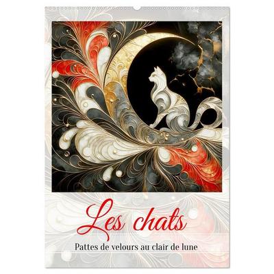 Les chats - Pattes de velours au clair de lune (Calendrier mural 2027 DIN A2 horizontal), CALVENDO calendrier mensuel