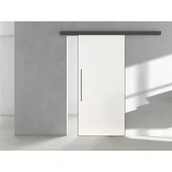 Griffwerk Glasschiebetür (ESG) inkl. Rahmen ESG PURE WHITE matt FROSTED 935x2183x8mm inkl. AIR Kaschmirgrau