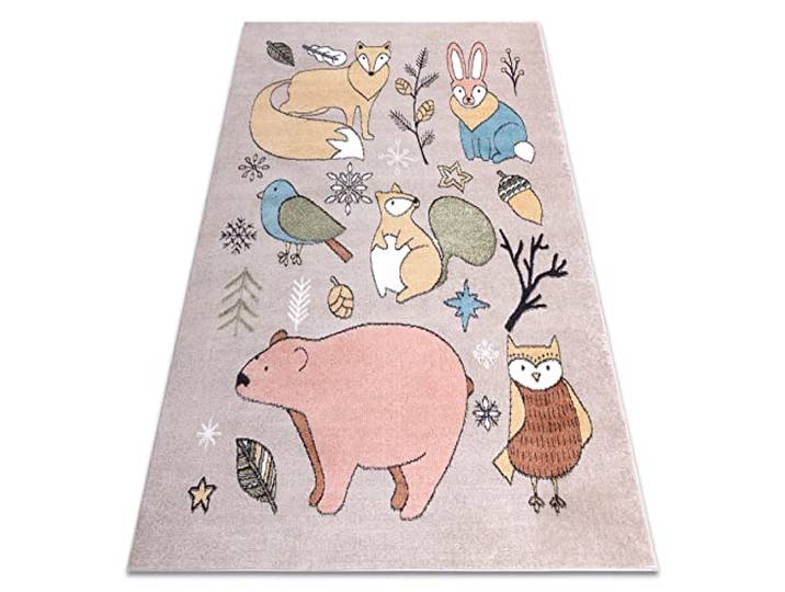 rugsx Fun Forester Kinderteppich mit Muster „Tiere, Wald” beige 120x170 cm