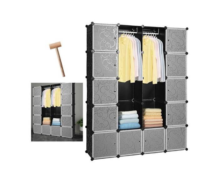 Bettizia Armoire de chambre rangement Modulaire DIY Pliante Pour Compartiments Noir 20 Cubes ARMOIRE DE CHAMBRE