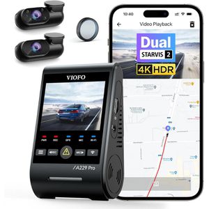 VIOFO Dashcam A229 Pro 3CH, Auto, 4K Weitwinkel-Kamera 140°, Rückfahr- & Innenkamera, WLAN & GPS