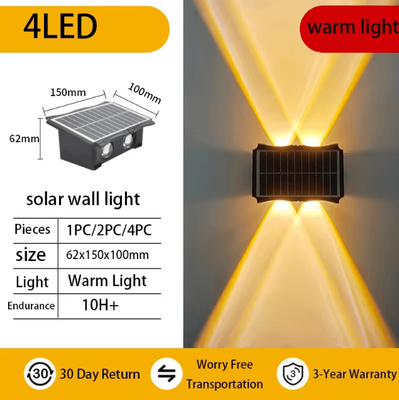 Inspire Curations Solar Up & Down Waterproof Wall Lamp Warm White Garden & Balcony Light warm Light 4led 2pcs