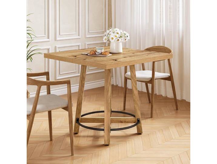 Finmind Table de Salle à Manger Ronde pour 4 personnes 80 x 80 x 75 cm Table de Cuisine Rustique Marron