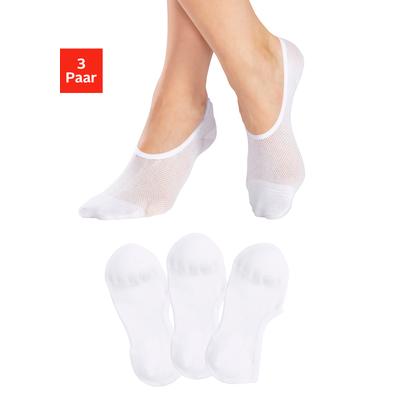 Füßlinge LASCANA ACTIVE "Damen Ballerina Socken Rutschfest, Atmungsaktiv", Damen, Gr. 35-38, weiß (3x weiß), Baumwollmischung, unifarben, elastisch, Socken, mit Pikee Struktur unsichtbare Sneaker Socken