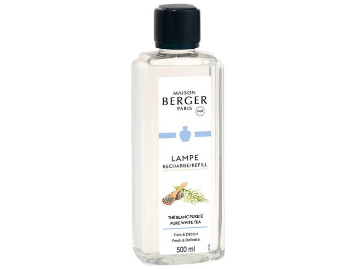 Maison Berger Lampe Berger Duftlampe Nachfüller Thé Blanc Pureté (Zedernholz, Maiglöckchen, Bergamotte, Jasmin, 500 ml)
