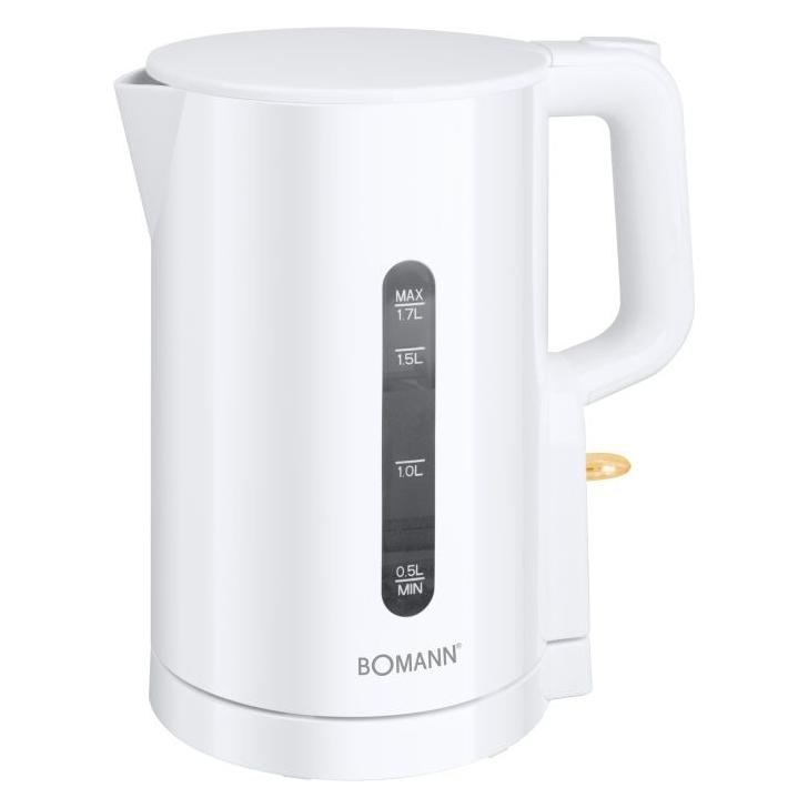 Bomann Wasserkocher 1,7L 2200W für schnelles Erhitzen BPA frei Einhandbedienung Wasserstandsanzeige (1.70 l) (660900)
