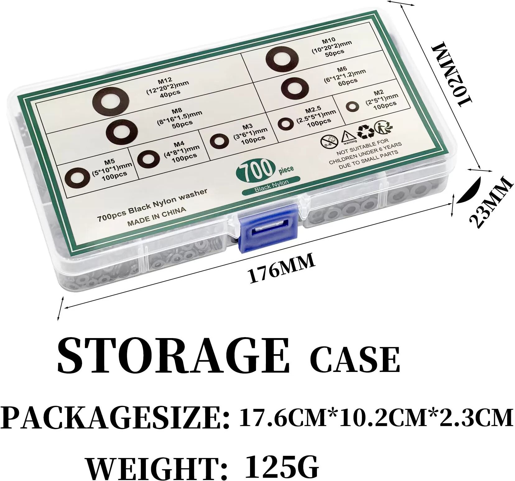 INF 700 Stück Schwarzes Nylon Flachscheiben Sortiment Set