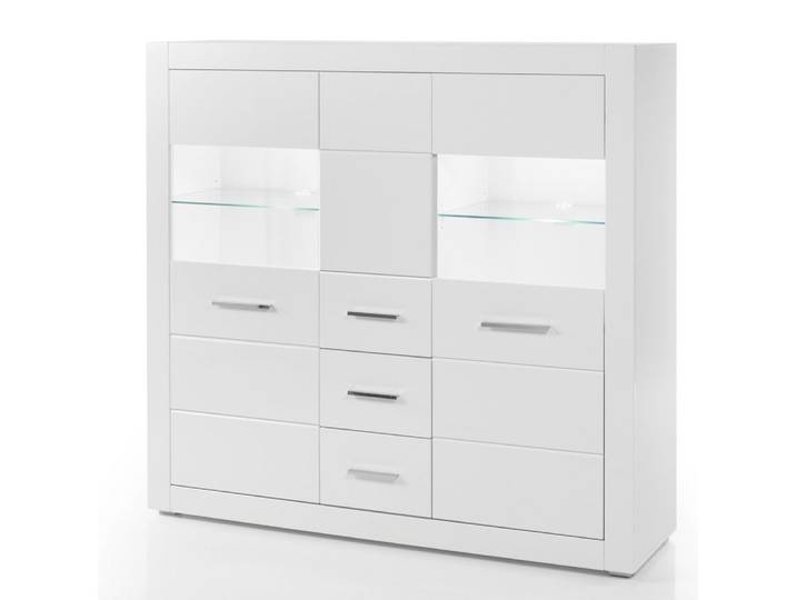 Lomadox Highboard BALVE-61, weiß Hochglanz mit LED-Beleuchtung, BxHxT: 149x142x42cm