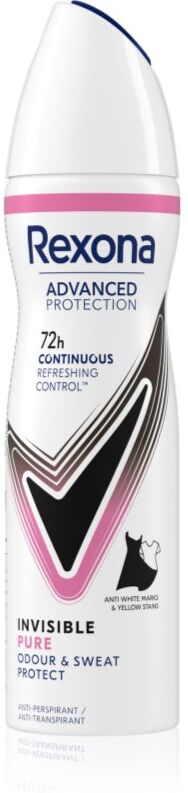 Rexona Advanced Protection Invisible Pure spray anti-transpirant anti-traces blanches et jaunes 150 ml