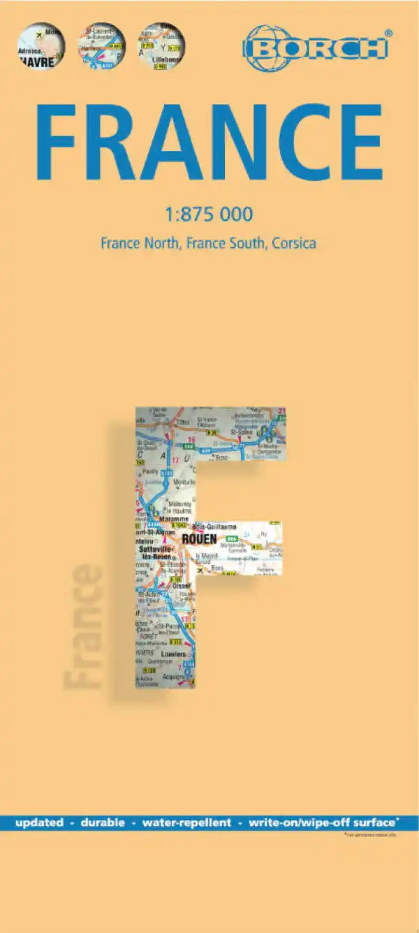 Carte routière plastifiée - France   Borch Maps