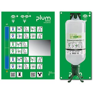 Plum Augenspülung DUO sterile, NaCl, Augenspülstation, Wandhalterung, 1000ml