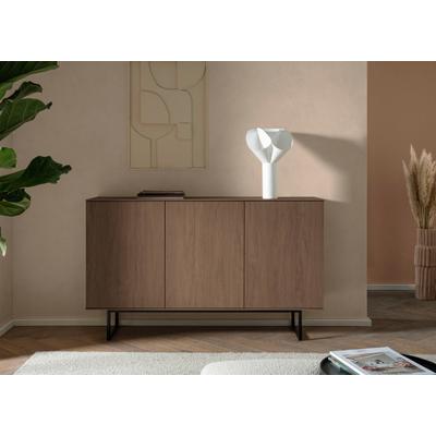 Sideboard HOME AFFAIRE "Lund, moderner Schrank, Kommode mit Kufengestell", braun (nussbaum), B:150cm H:90cm T:40cm, Holzwerkstoff, Sideboards, Sideboard, optisch dünner Oberboden, hochwertige Optik, ausreichend Stauraum