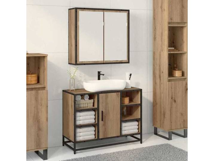 Meuble WC Marron - Étagère Murale avec étagère Chêne artisanal 65x20x60 cm A1629