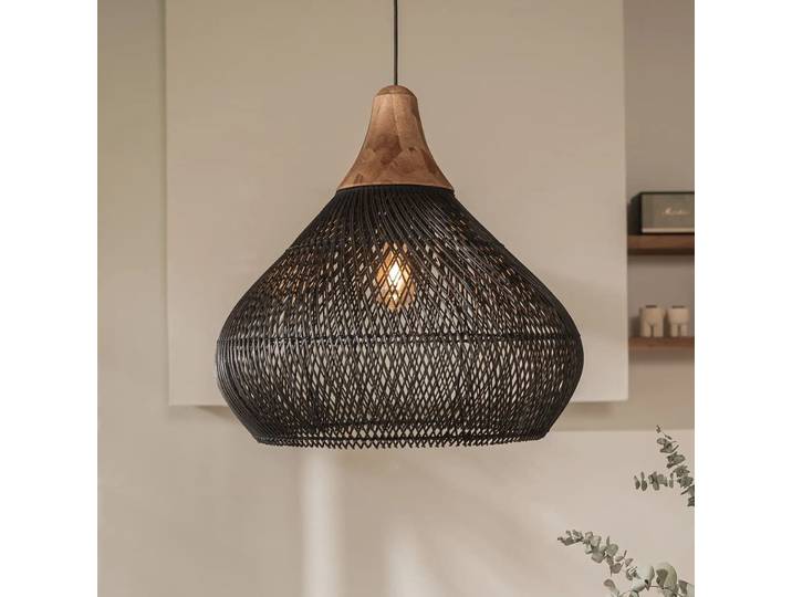 Lampes suspendues en rotin grand lustre en osier tissé à la main Boho pendentif panier en rotin suspension cuisine île salon