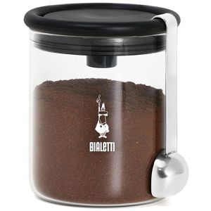 Bialetti Kaffeedose DCDESIGN07, aus Glas / Kunststoff, luftdicht, transparent, mit Löffel, rund, 0,25 Liter