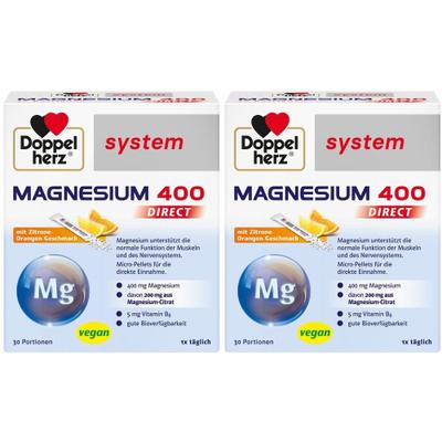 Doppelherz Magnesium 400 Direct system Pellets 2x 2x30 St Beutel