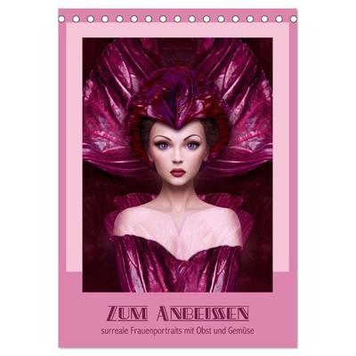 Zum Anbeissen - surreale Frauenportraits mit Obst und Gemüse (Tischkalender 2027 DIN A5 hoch), CALVENDO Monatskalender