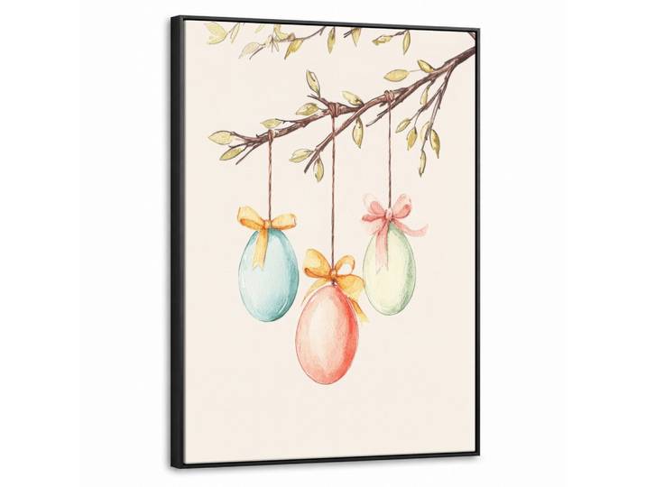 LEINWAND Bilder mit Rahmen - Osterkuchen - Schleife - Eier - 60x80