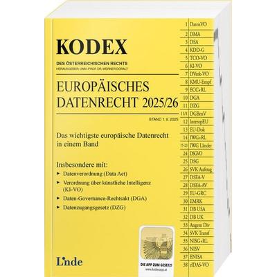 KODEX Europäisches Datenrecht 2025/26, Taschenbuch von Stefanie Dörnhöfer, Linde, 978-3-7143-0424-4