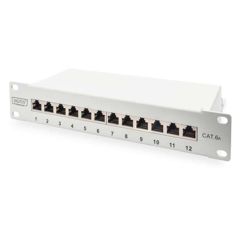 Digitus Cat.6A Patch Panel, geschirmt, 12-Port, 10", grau