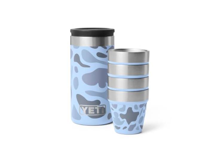 YETI Schnapsgläser mit Tragetasche, 4 Stück, Blau Camo