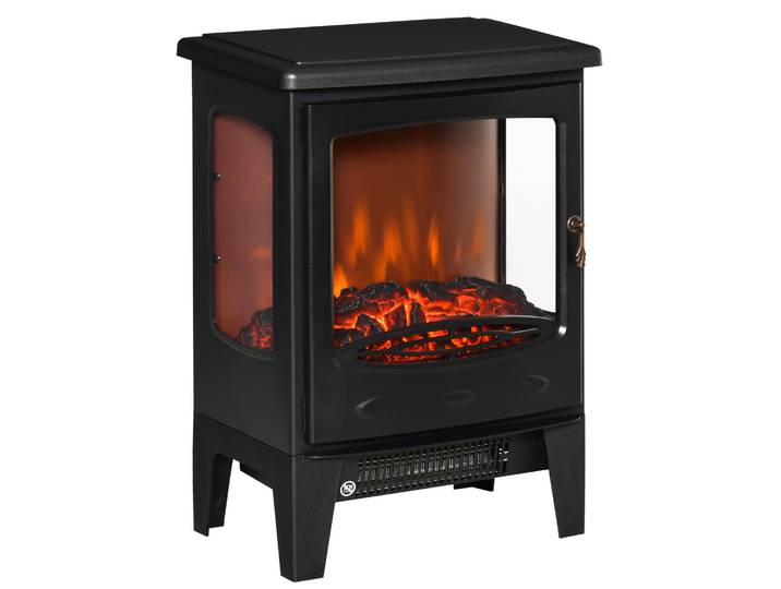 HOMCOM Elektrische haard met verwarming, 1800 W elektrische haard met LED vlam effect